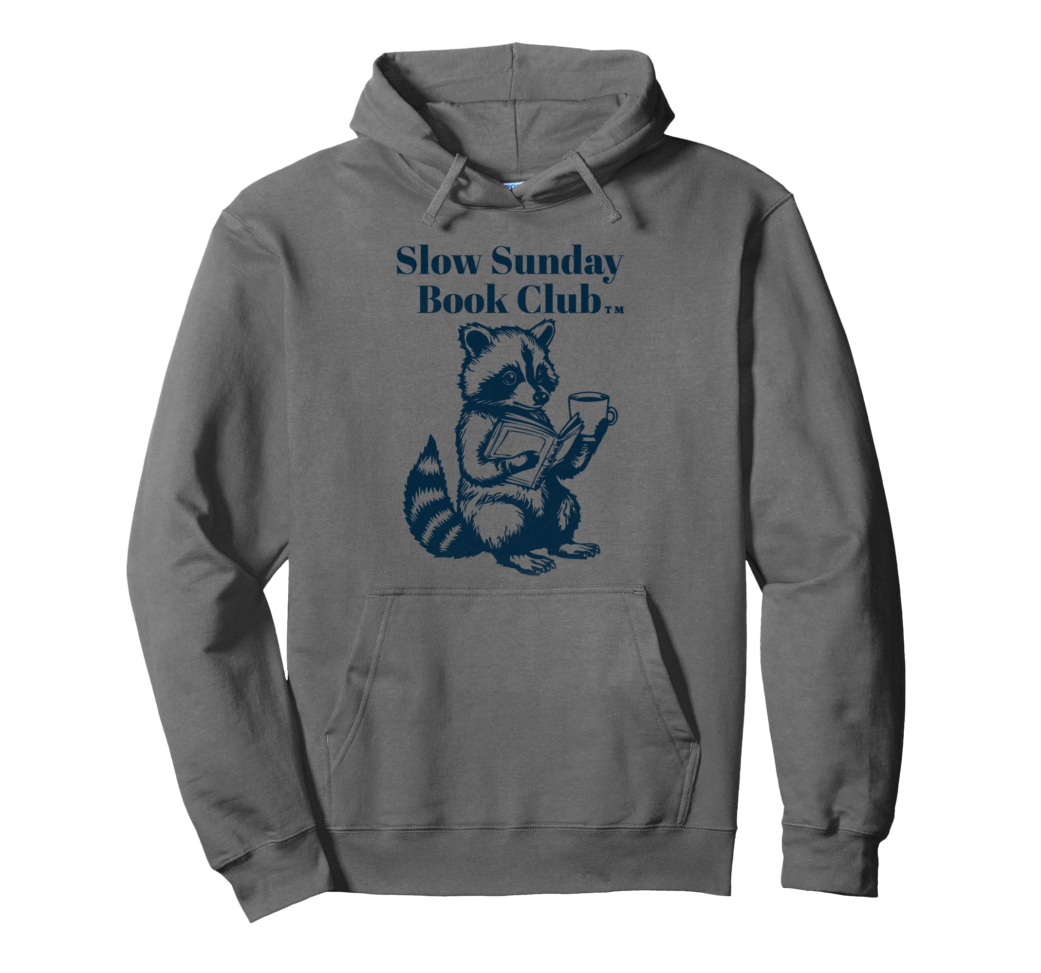 Slow Sunday Book Club Bookish Raccoon Hoodie - Minimalist Print Unisex - T-Shirt, Sweatshirt, Hoodie