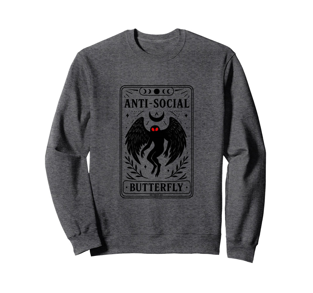Mothman Anti Social Butterfly Sweatshirt - Aesthetic Graphic Men Women - T-Shirt, Sweatshirt, Hoodie