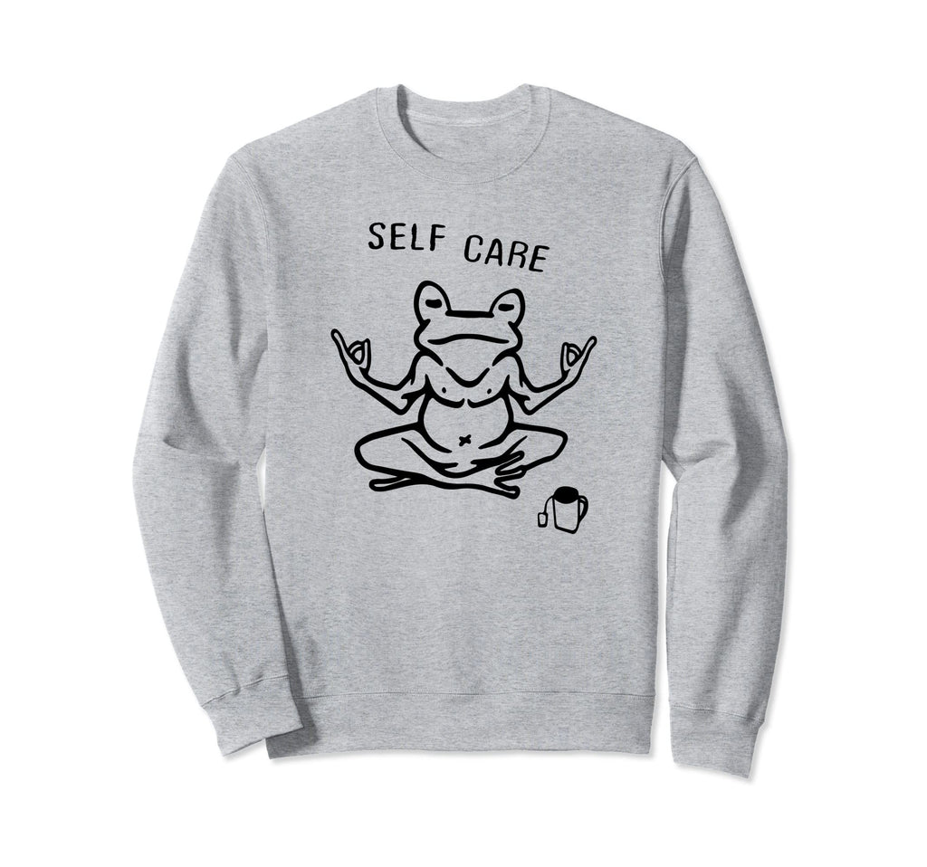 Funny Self Care Frog Doing Yoga Sweatshirt - Aesthetic Graphic for Adults - T-Shirt, Sweatshirt, Hoodie
