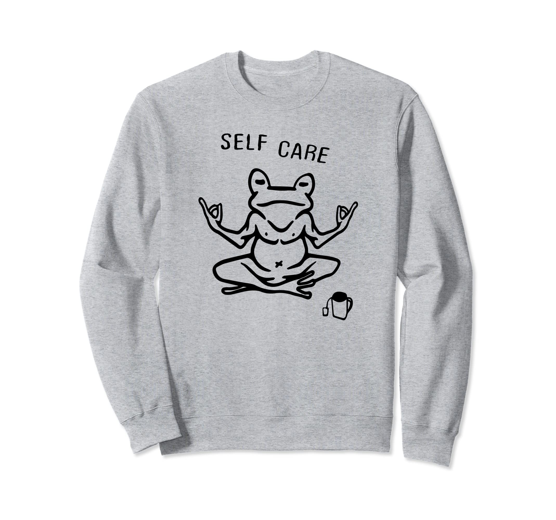 Funny Self Care Frog Doing Yoga Sweatshirt - Aesthetic Graphic for Adults - T-Shirt, Sweatshirt, Hoodie
