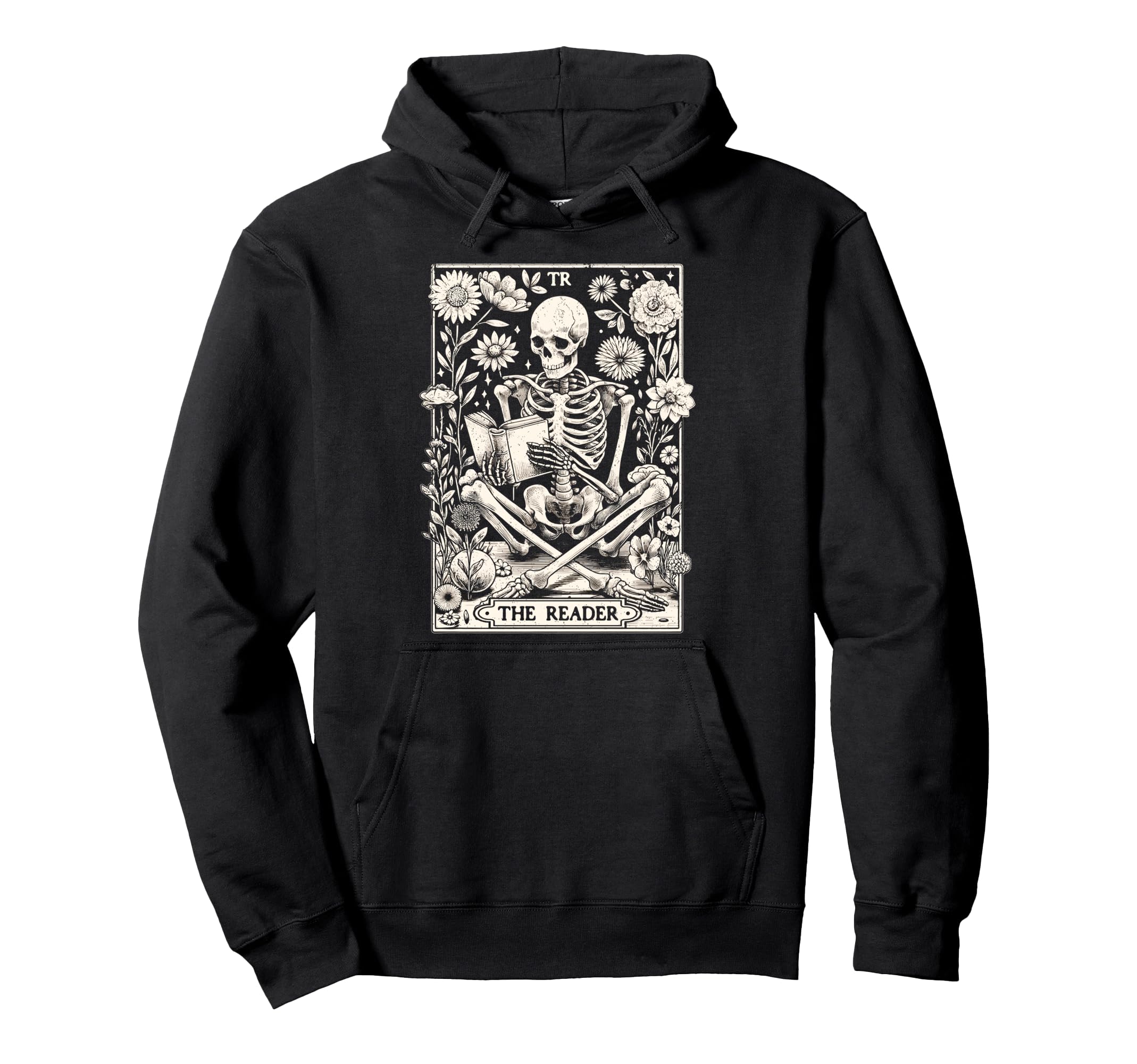 Reader Skeleton Book Lover Tarot Card Hoodie - Novelty Apparel Men Women - T-Shirt, Sweatshirt, Hoodie