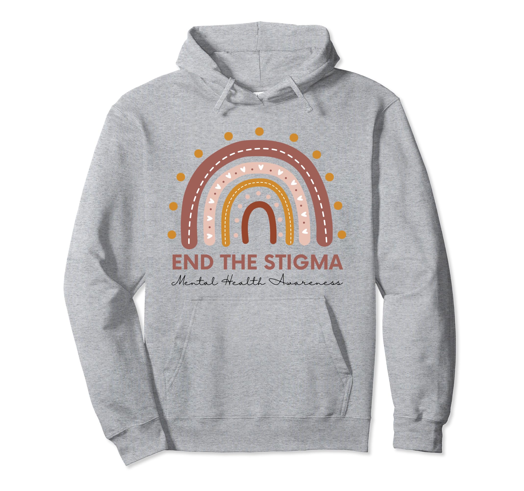 End Stigma Boho Rainbow Mental Health Hoodie - Novelty Apparel for Adults - T-Shirt, Sweatshirt, Hoodie