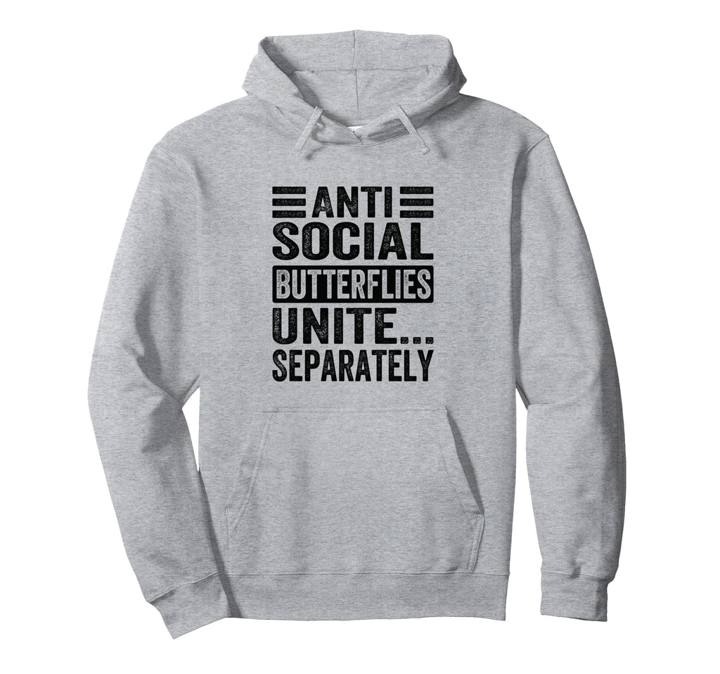Antisocial Butterflies Unite Separately Hoodie - Minimalist Print Unisex - T-Shirt, Sweatshirt, Hoodie