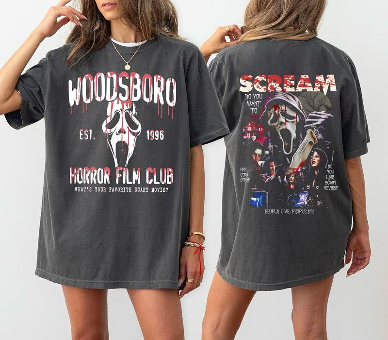 90s Halloween Scream Shirt Vintage Ghostface H.Orror Film Club Halloween Character Halloween Movie Spooky Season Shirt T-Shirts, Hoodie, Sweatshirt - T-Shirt, Sweatshirt, Hoodie
