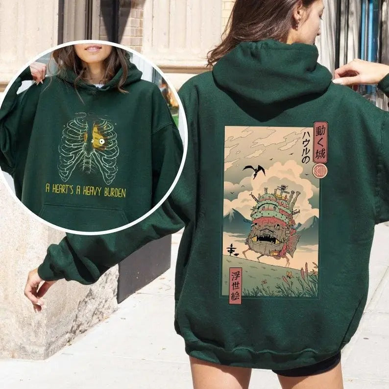 Heart'S Heavy Burden 2 Sided Howls Moving Castle Studio Ghibli Anime T-Shirts, Hoodie, Sweatshirt - T-Shirt, Sweatshirt, Hoodie