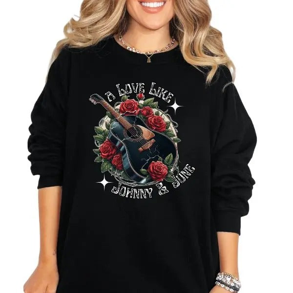 ' Love Like Johnny & June' Long Sleeve Casual Music Statement T-Shirts, Hoodie, Sweatshirt - T-Shirt, Sweatshirt, Hoodie