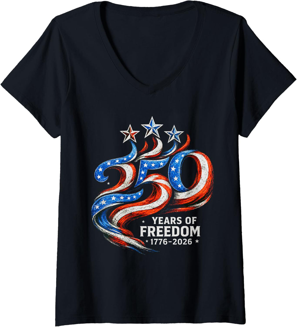 Women's 250 Anniversary USA 4th of July Patriotic 250 Years American V-Neck T-Shirt Unisex T-shirt, Sweatshirt, Hoodie, Long Sleeve Tee - T-Shirt, Sweatshirt, Hoodie