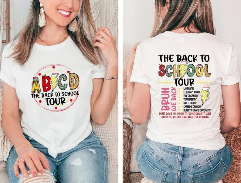ABCD Back School Tour Shirt Cute Teacher Retro First Day School Shirt Cute Kindergarten Teacher Shirt Hello School T-Shirts, Hoodie, Sweatshirt - T-Shirt, Sweatshirt, Hoodie