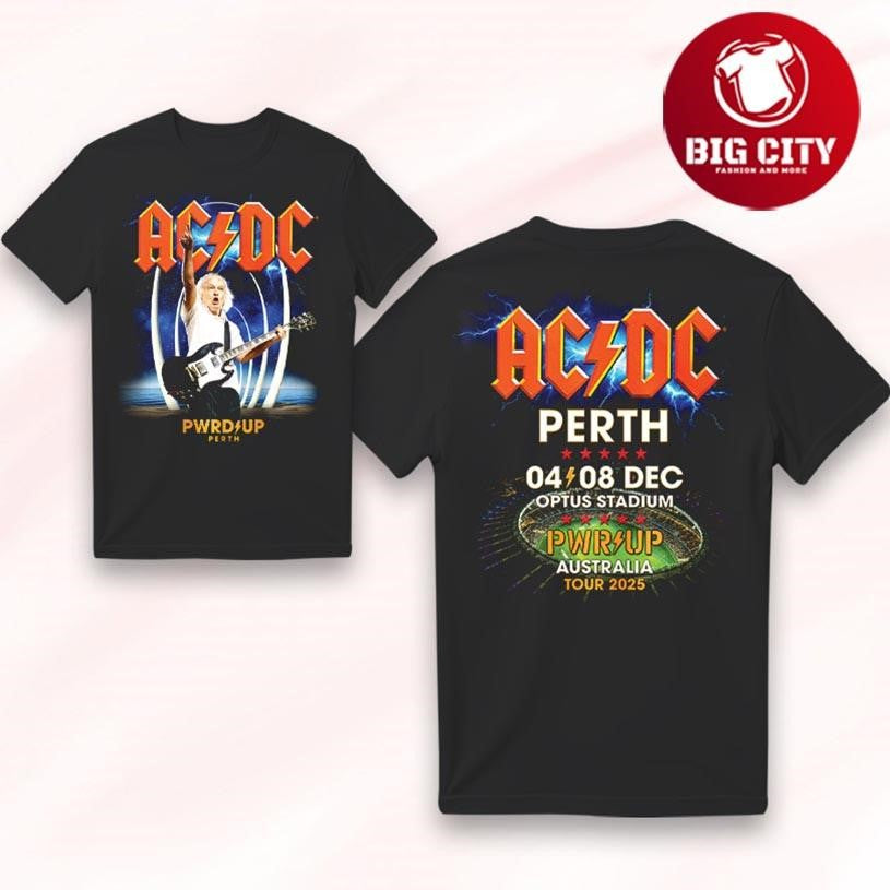 ACDC Perth PWR UP Tour Two Sided Shirt Unisex T-shirt, Sweatshirt, Hoodie, Long Sleeve Tee - T-Shirt, Sweatshirt, Hoodie