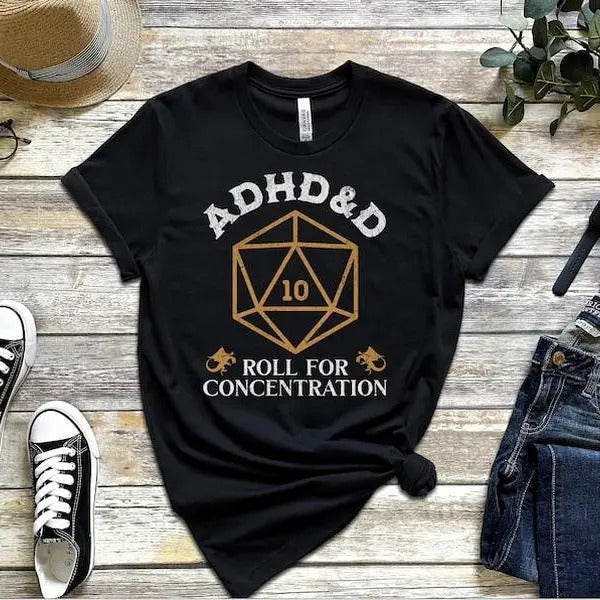 ADHD&D Roll Concentration Shirt Dungeons Dragons Dnd DnD Vintage ADHD DnD Shirt RPG T-Shirts, Hoodie, Sweatshirt - T-Shirt, Sweatshirt, Hoodie