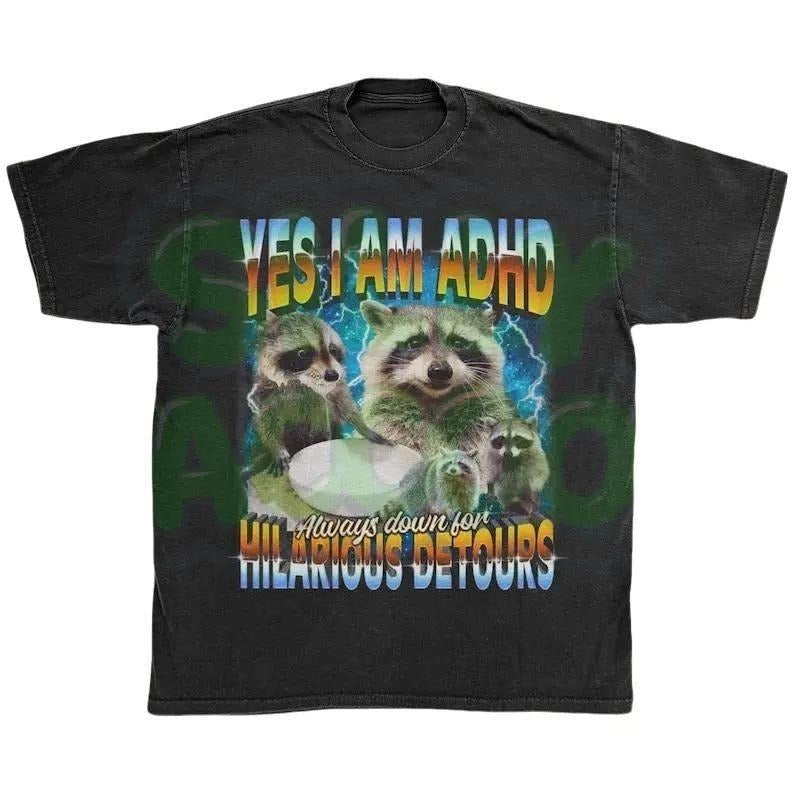 ADHD Sarcastic Shirt Funny Raccoon Meme Edgy Gen Z Trash Panda Ironic Neurodiversity ADHD Awareness T-Shirts, Hoodie, Sweatshirt - T-Shirt, Sweatshirt, Hoodie