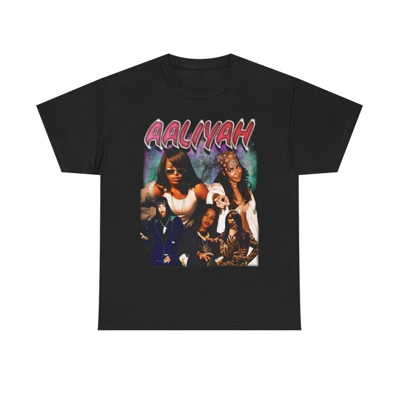 Aaliyah 90s Rap RNB Concert Rare Hip Hop 70s Print Cotton Casual Menswear Top Classic Smooth Underwear Man Streetwear T-Shirts, Hoodie, Sweatshirt - T-Shirt, Sweatshirt, Hoodie