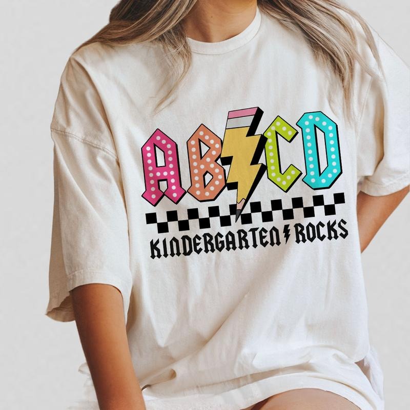 Abcd Teacher Shirt Kindergarten Rocks Shirt Teacher Appreciation Teacher Shirts Back School Shirt Kindergarten Shirt Teacher Elementary School Shirt Retro Teacher Shirt Shirt Teacher Tops Casual Comfort T-Shirts, Hoodie, Sweatshirt - T-Shirt, Sweatshirt, Hoodie