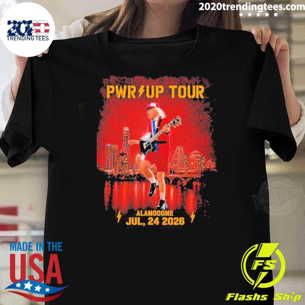 Acdc Pwr Up Tour 2026 San Antonio Texas Merch Tee At Alamodome On July 24 2026 Shirt Unisex T-shirt, Sweatshirt, Hoodie, Long Sleeve Tee - T-Shirt, Sweatshirt, Hoodie