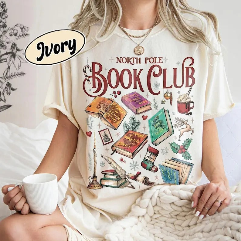 Acotar Book Club Shirt Acotar Bookish Shirt North Pole Book Club SJM Book Lover Cotton T-Shirts, Hoodie, Sweatshirt - T-Shirt, Sweatshirt, Hoodie