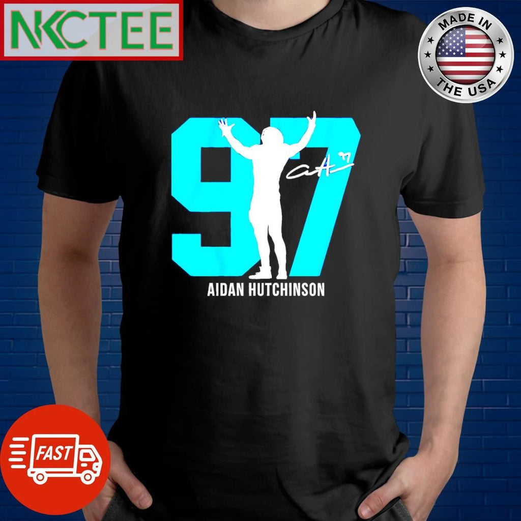 Aidan Hutchinson Action Number 97 Silo signature shirt Unisex T-shirt, Sweatshirt, Hoodie, Long Sleeve Tee - T-Shirt, Sweatshirt, Hoodie