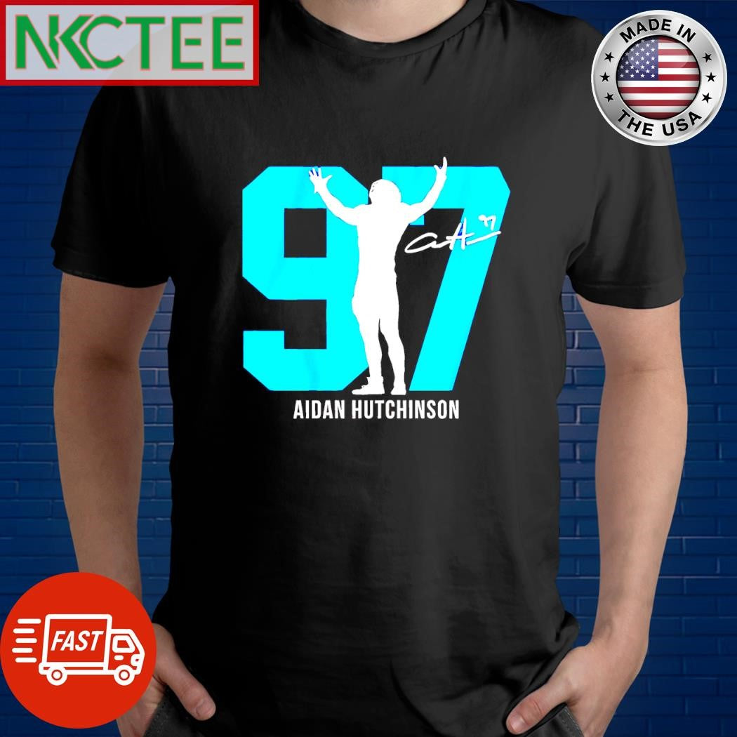 Aidan Hutchinson Action Number 97 Silo signature shirt Unisex T-shirt, Sweatshirt, Hoodie, Long Sleeve Tee - T-Shirt, Sweatshirt, Hoodie