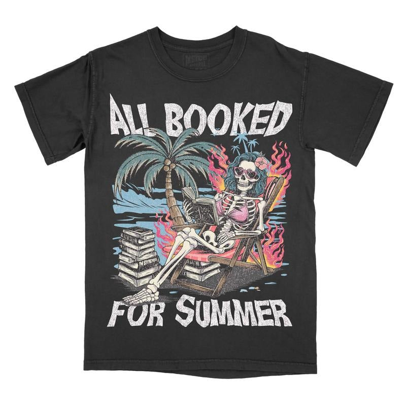 All Booked Summer Comfort Colors Booktok Readers Bookish Book Lover Teacher Dark Romance Back School T-Shirts, Hoodie, Sweatshirt - T-Shirt, Sweatshirt, Hoodie