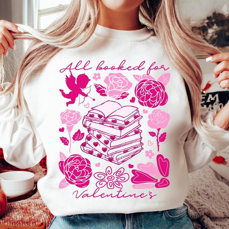 All Booked Valentines Teacher Valentine Glitter Valentine Coquette Heart Boho Book Lover Bookish T-Shirts, Hoodie, Sweatshirt - T-Shirt, Sweatshirt, Hoodie