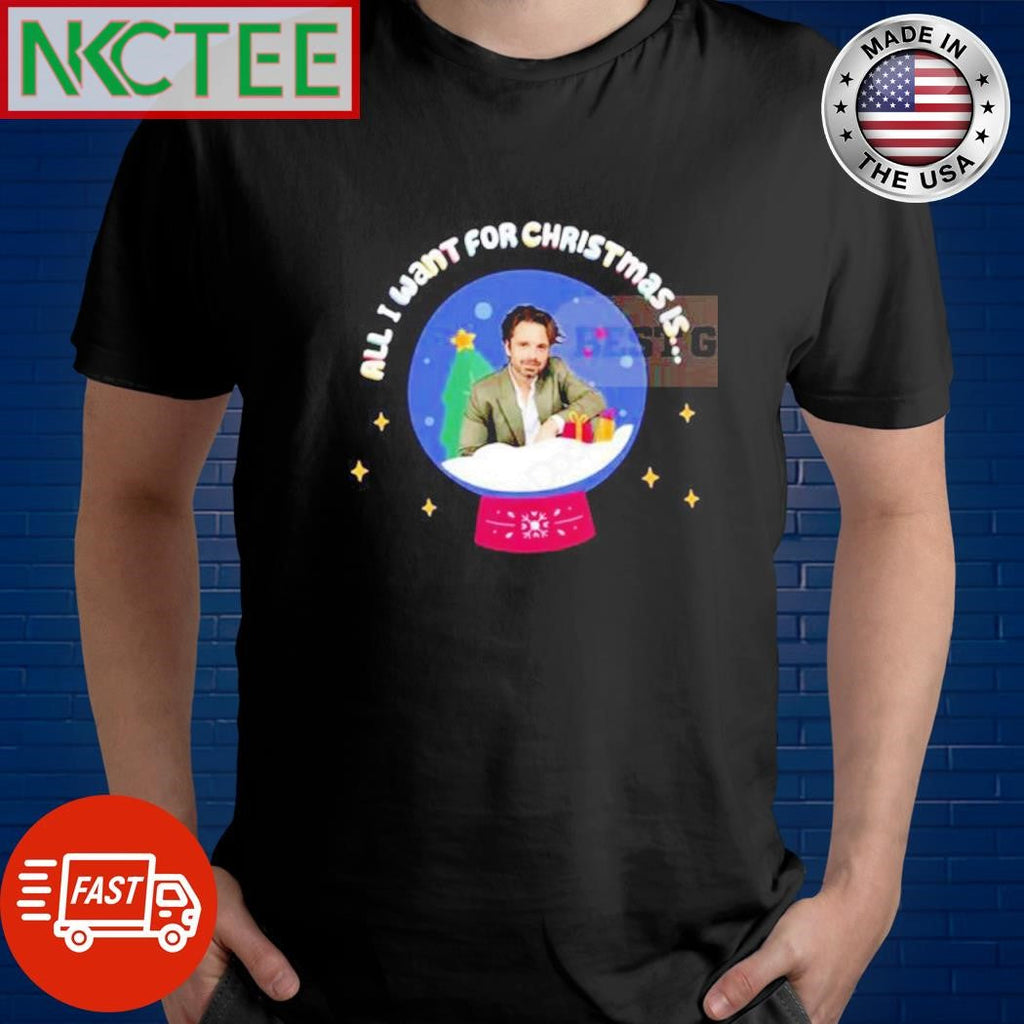 All I Want For Christmas Is Sebastian Stan Snowglobe shirt Unisex T-shirt, Sweatshirt, Hoodie, Long Sleeve Tee - T-Shirt, Sweatshirt, Hoodie