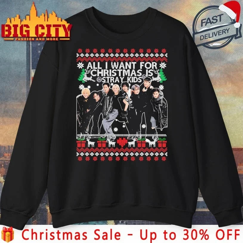 All I Want for Christmas Is Stray Kids Ugly christmas 2025 shirt Unisex T-shirt, Sweatshirt, Hoodie, Long Sleeve Tee - T-Shirt, Sweatshirt, Hoodie