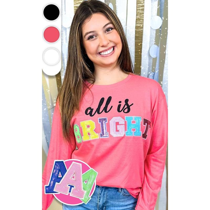 All Is Bright Sequin Long Sleeve T-Shirts, Hoodie, Sweatshirt - T-Shirt, Sweatshirt, Hoodie