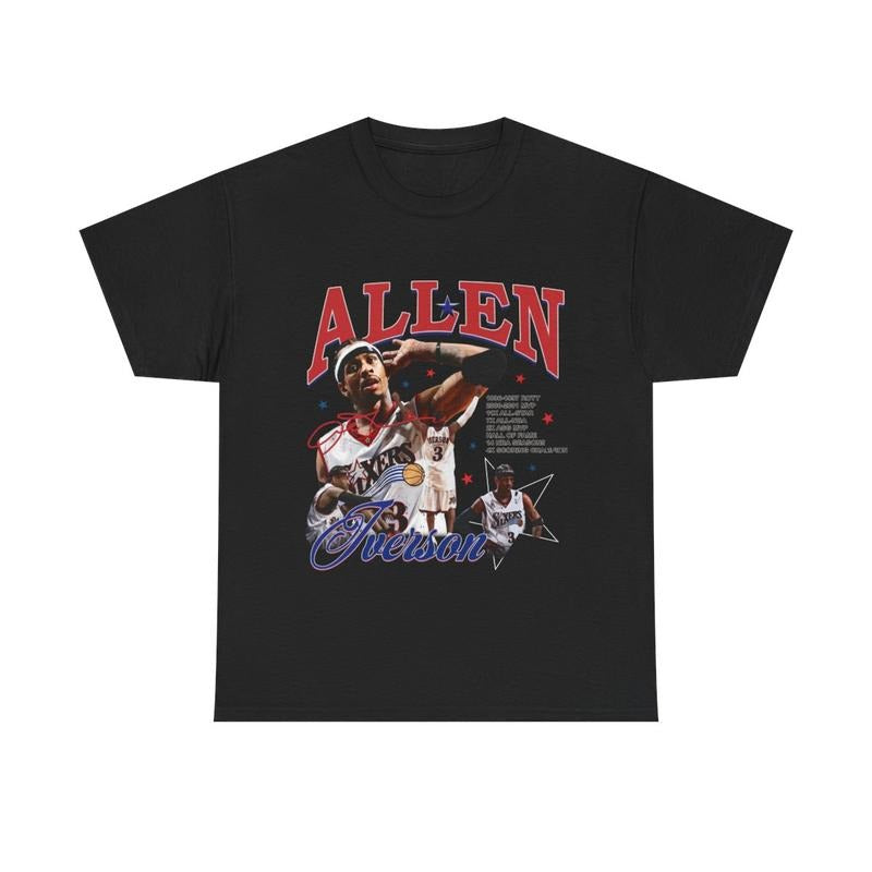 Allen Iverson Vintage Heavy Cotton Basketball Streetwear AI Allen Iverson Casual Classic Menswear Retro Top Comfy Day Smooth T-Shirts, Hoodie, Sweatshirt - T-Shirt, Sweatshirt, Hoodie