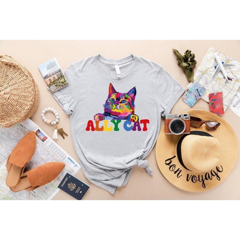 Ally Cat LGBTQ Ally Pride Vintage Lgbt Shirt Pride Month Human Rights LGBT Support Equality Rights Proud Shirt T-Shirts, Hoodie, Sweatshirt - T-Shirt, Sweatshirt, Hoodie