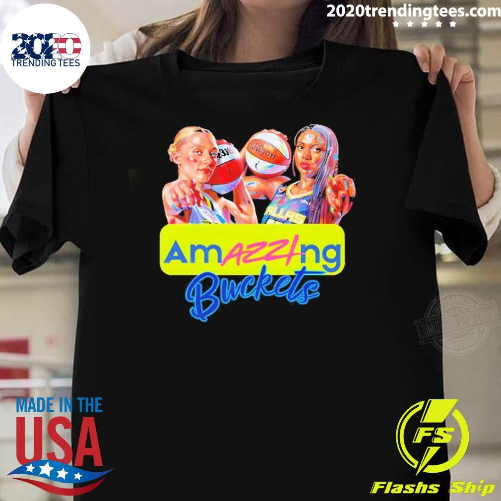 Amazzing Buckets Paige Bueckers And Azzi Fudd Wnba Dallas Wings Vintage Shirt Unisex T-shirt, Sweatshirt, Hoodie, Long Sleeve Tee - T-Shirt, Sweatshirt, Hoodie