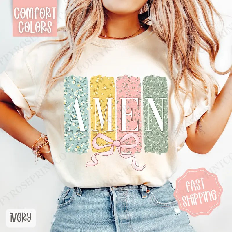 Amen 1 Shirt Comfort Colors Easter Religious Her T-Shirts, Hoodie, Sweatshirt - T-Shirt, Sweatshirt, Hoodie