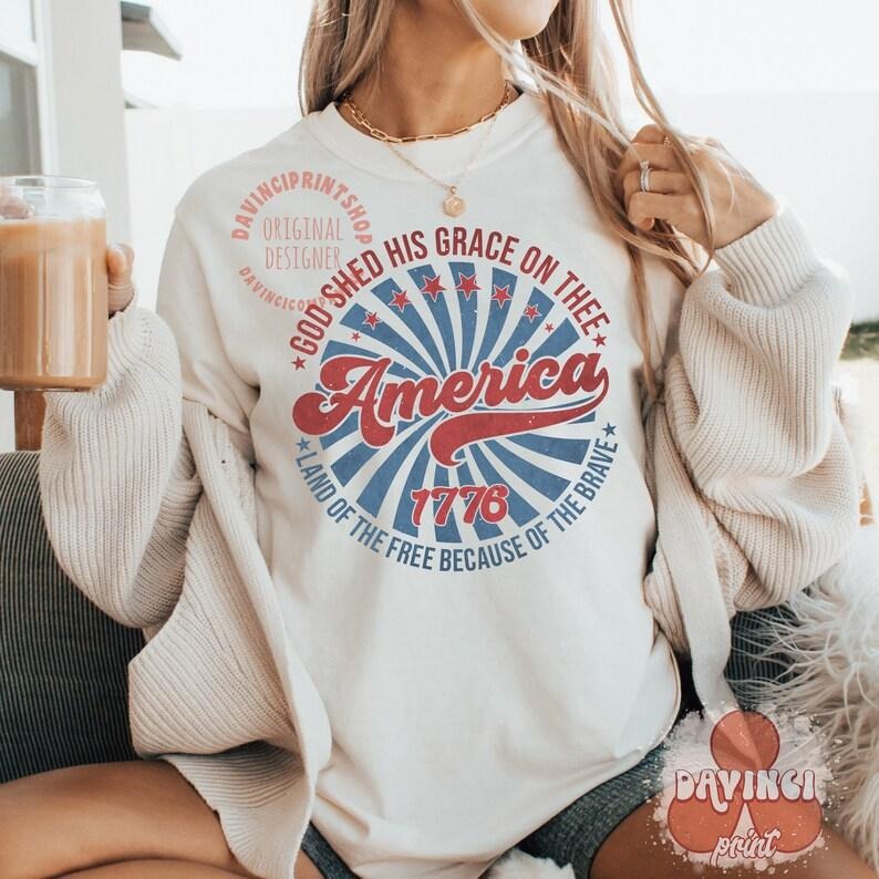 America Land Free God Shed His Grace Thee 4th Jul 4th July T-Shirts, Hoodie, Sweatshirt - T-Shirt, Sweatshirt, Hoodie