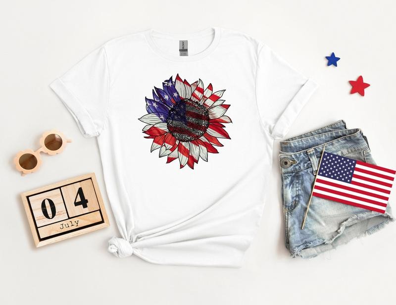 America Sunflower Shirt Usa Flag Flower American 4th July Flag Freedom Independence Shirt T-Shirts, Hoodie, Sweatshirt - T-Shirt, Sweatshirt, Hoodie