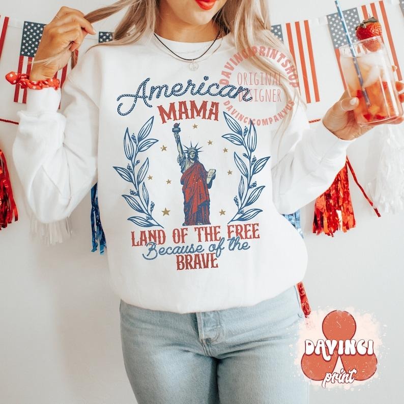 American Mama America Land Free 4th July America Statue Liberty T-Shirts, Hoodie, Sweatshirt - T-Shirt, Sweatshirt, Hoodie
