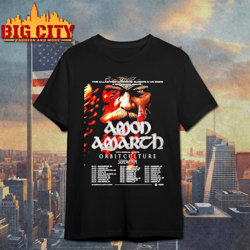 Amon Amarth Europe &amp; UK 2026 Tour Shirt Unisex T-shirt, Sweatshirt, Hoodie, Long Sleeve Tee - T-Shirt, Sweatshirt, Hoodie