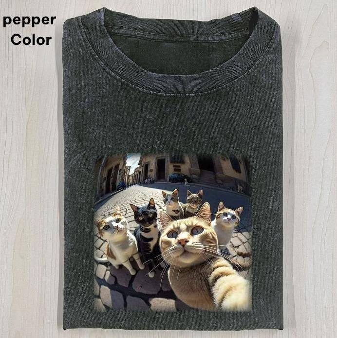 Animal Cat CAT SELFIE Retro Funny Vintage Meme Cringe Dumb Shirt FUNNY CUTE Shirts Menswear Cotton T-Shirts, Hoodie, Sweatshirt - T-Shirt, Sweatshirt, Hoodie