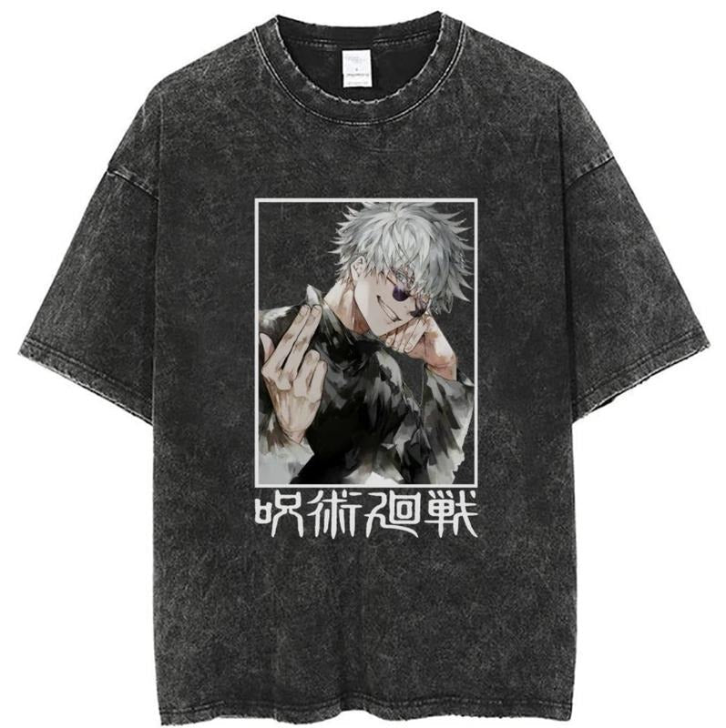 Anime Jujutsu Kaisen Washed Summer Harajuku Casual Loose Streetwear Top Menswear Underwear Tropical T-Shirts, Hoodie, Sweatshirt - T-Shirt, Sweatshirt, Hoodie
