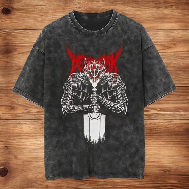 Anime Manga Berserk Washed Guts Character Inspired Washed Vintage T-Shirts, Hoodie, Sweatshirt - T-Shirt, Sweatshirt, Hoodie