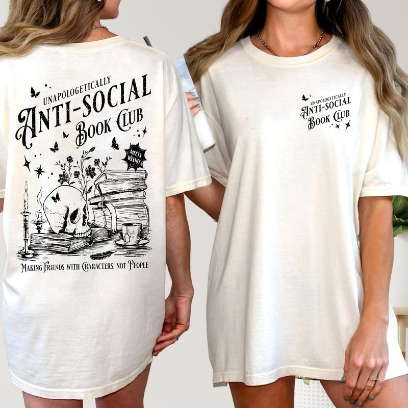 Anti Social Book Club Introverted Romance Reader Vintage Distressed Reading Bookish Book Lover T-Shirts, Hoodie, Sweatshirt - T-Shirt, Sweatshirt, Hoodie