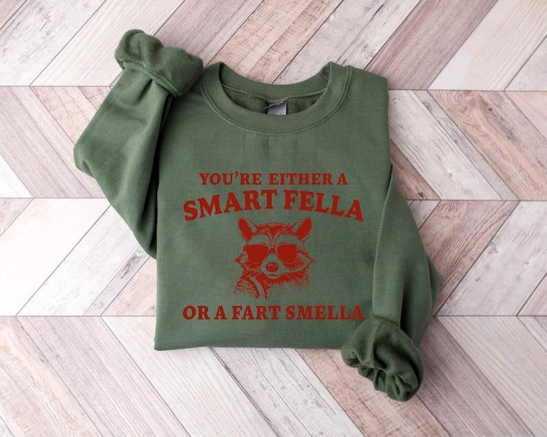 Are You Smart Fella Fart Smella? Retro Cartoon Weird Meme Trash Panda T-Shirts, Hoodie, Sweatshirt - T-Shirt, Sweatshirt, Hoodie