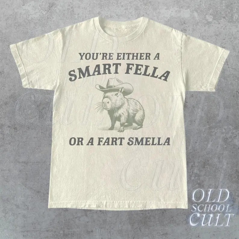 Are You Smart Fella Fart Smella Vintage Shirt Retro Cartoon Weird Meme Cabybara Shirt Relaxed Cotton T-Shirts, Hoodie, Sweatshirt - T-Shirt, Sweatshirt, Hoodie