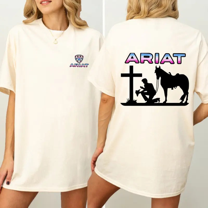 Ariat Christian Iconic Cowboy Horse Silhouette Cross Everyday Faith Outdoor Comfort Menswear Tops T-Shirts, Hoodie, Sweatshirt - T-Shirt, Sweatshirt, Hoodie