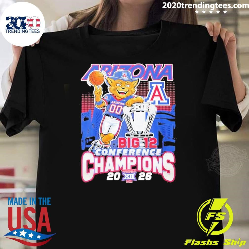 Arizona Wildcats 2026 Big 12 Conference Champions Mascot Trophy Shirt Unisex T-shirt, Sweatshirt, Hoodie, Long Sleeve Tee - T-Shirt, Sweatshirt, Hoodie