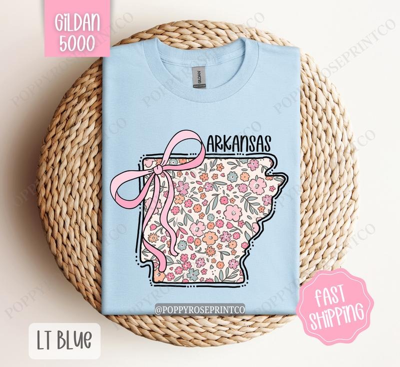 Arkansas Gildan Cute Arkansas State Shirt Arkansas Floral Bow T-Shirts, Hoodie, Sweatshirt - T-Shirt, Sweatshirt, Hoodie