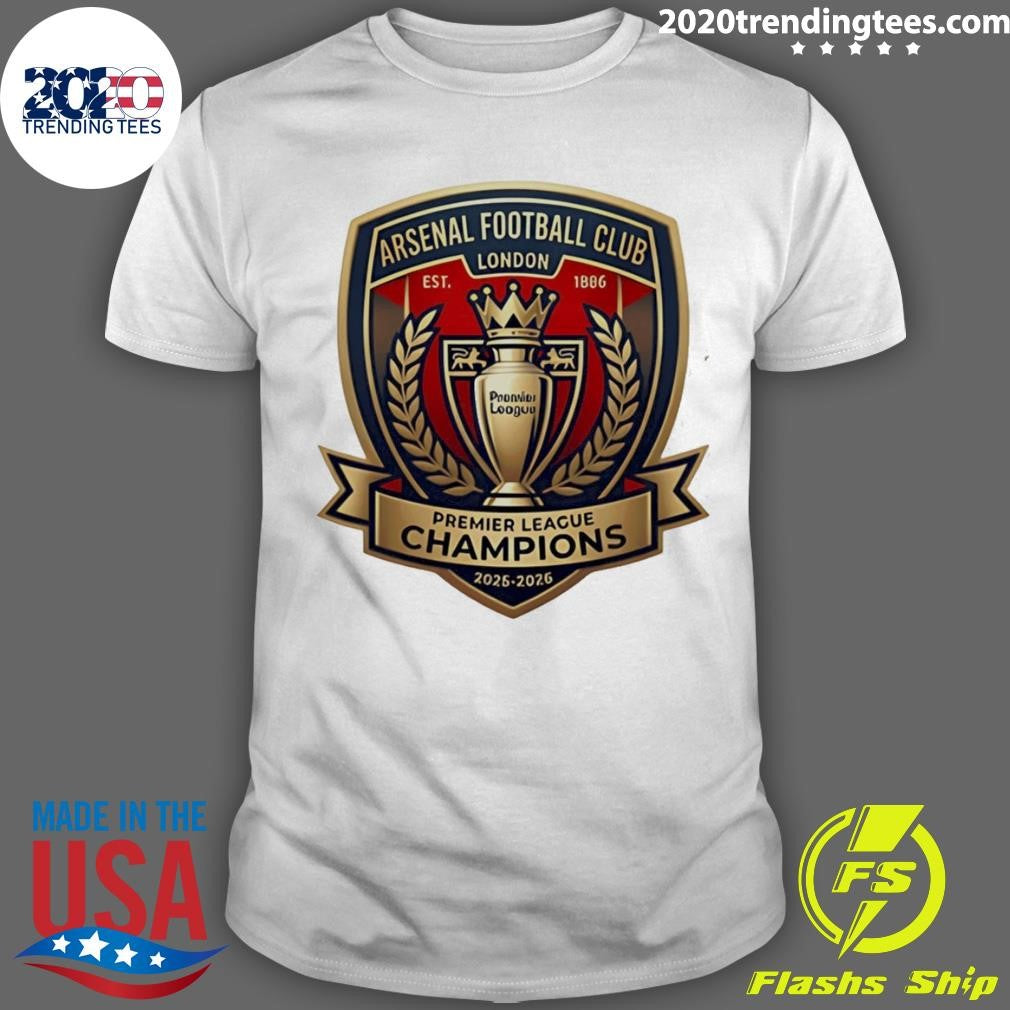 Arsenal FC Premier League Champions 2025-26 Logo Shirt Unisex T-shirt, Sweatshirt, Hoodie, Long Sleeve Tee - T-Shirt, Sweatshirt, Hoodie