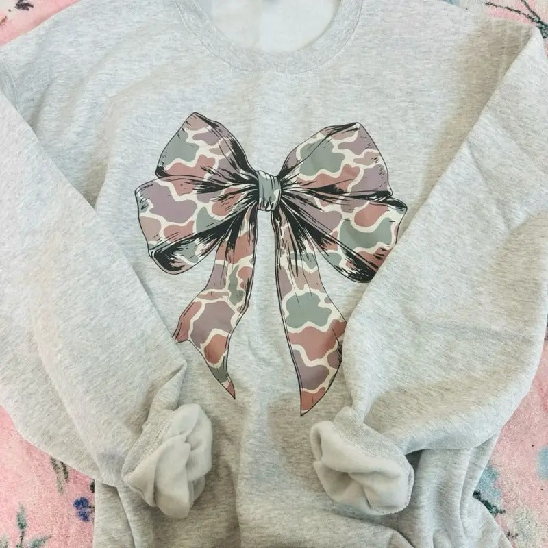 Ash Gray Camo Bow T-Shirts, Hoodie, Sweatshirt - T-Shirt, Sweatshirt, Hoodie