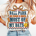 Ballpark Is Where I Spend Most My Days Retro Softball Mom Softball Baseball Coquette Funny Softball Game Day Mom T-Shirts, Hoodie, Sweatshirt - T-Shirt, Sweatshirt, Hoodie