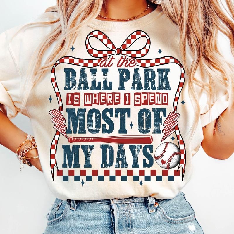 Ballpark Is Where I Spend Most My Days Retro Baseball Mom Baseball Coquette Funny Baseball Game Day Mom Shirt T-Shirts, Hoodie, Sweatshirt - T-Shirt, Sweatshirt, Hoodie