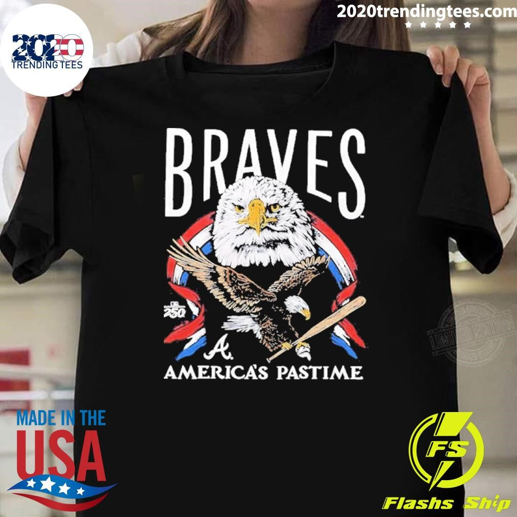 Atlanta Braves Americas Pastime 250th Celebration Bald Eagle Shirt Unisex T-shirt, Sweatshirt, Hoodie, Long Sleeve Tee - T-Shirt, Sweatshirt, Hoodie
