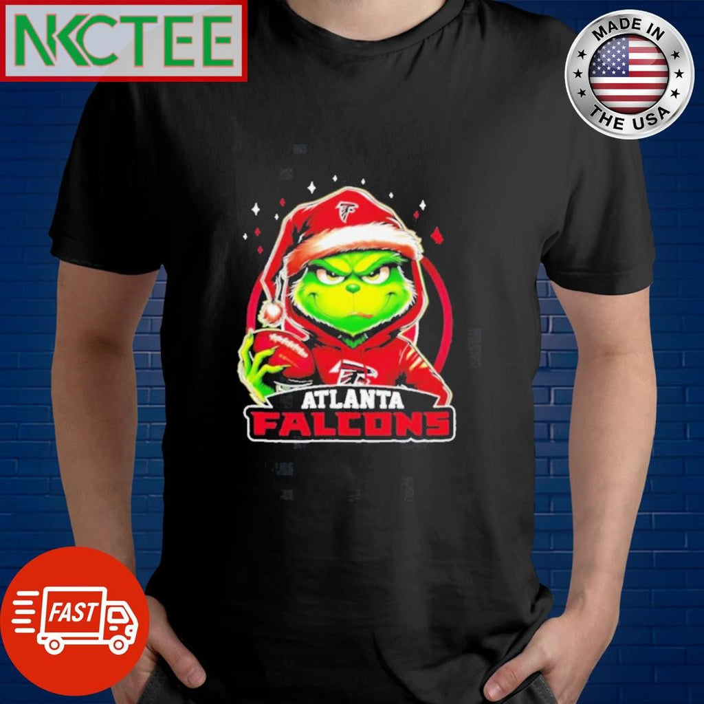 Atlanta Falcons Grinch wearing Santa hat Christmas 2024 shirt Unisex T-shirt, Sweatshirt, Hoodie, Long Sleeve Tee - T-Shirt, Sweatshirt, Hoodie