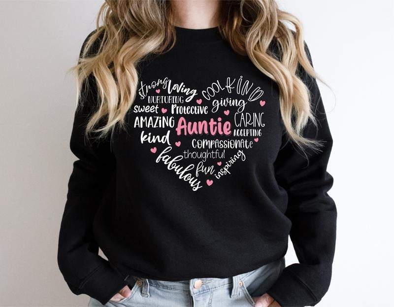 Auntie Heart Aunt Tia Aunt Announcement Sister New Auntie Be Promoted Aunt . Casual Fabric T-Shirts, Hoodie, Sweatshirt - T-Shirt, Sweatshirt, Hoodie